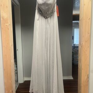 May Queen Silver Gown with Beaded Detail